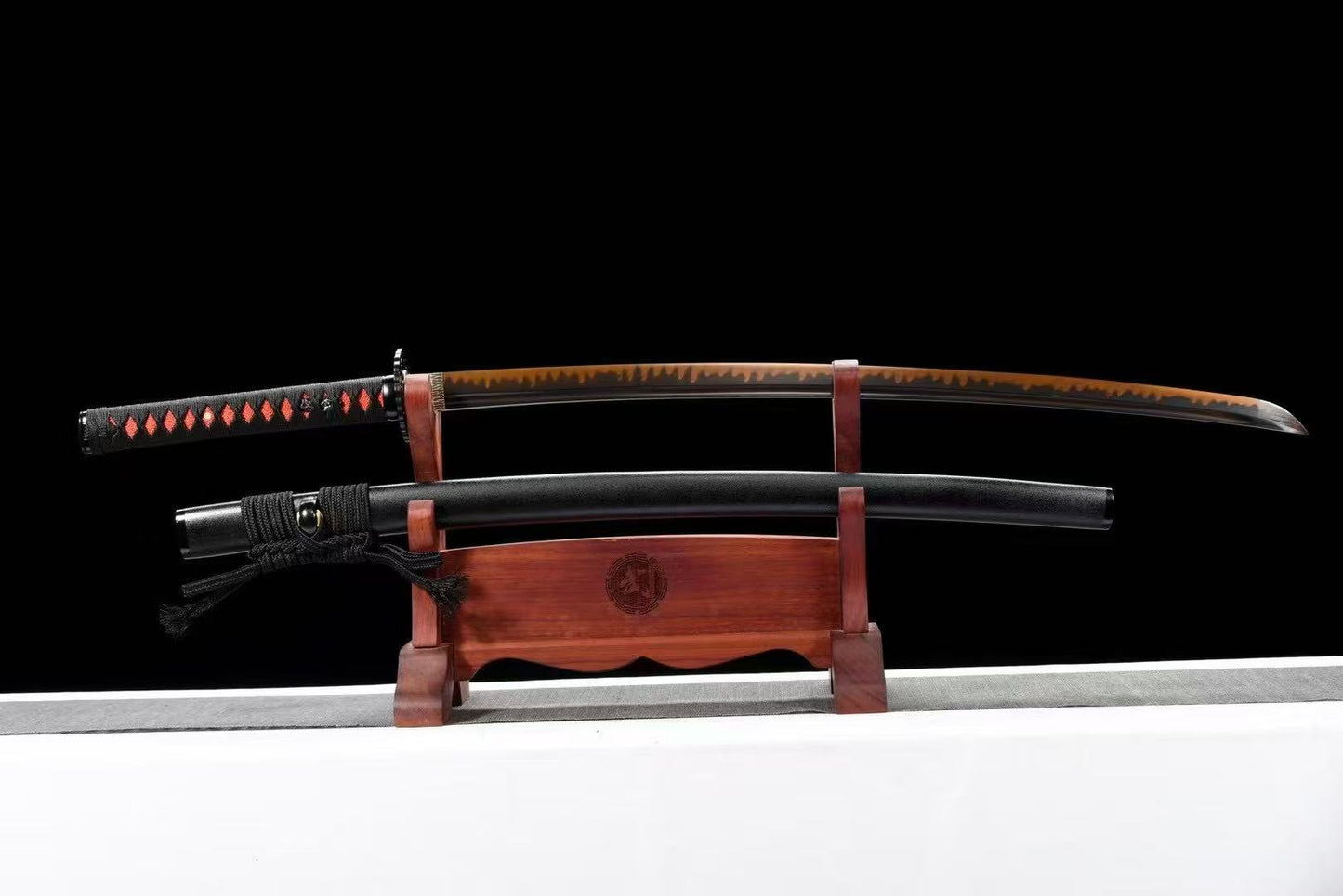 Authentic Katana swords full tang T10 steel clay tempered sharp battle ready can cut tree