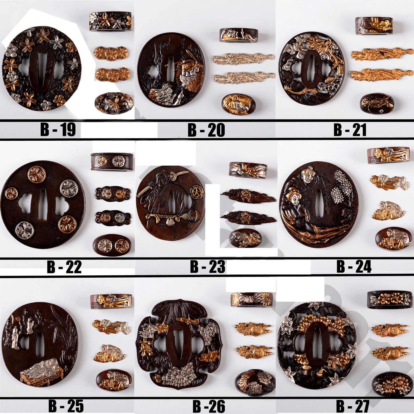 Brass Tsuba Guard Fittings For Japanese Samurai Sword Tanto Wakizashi Katana