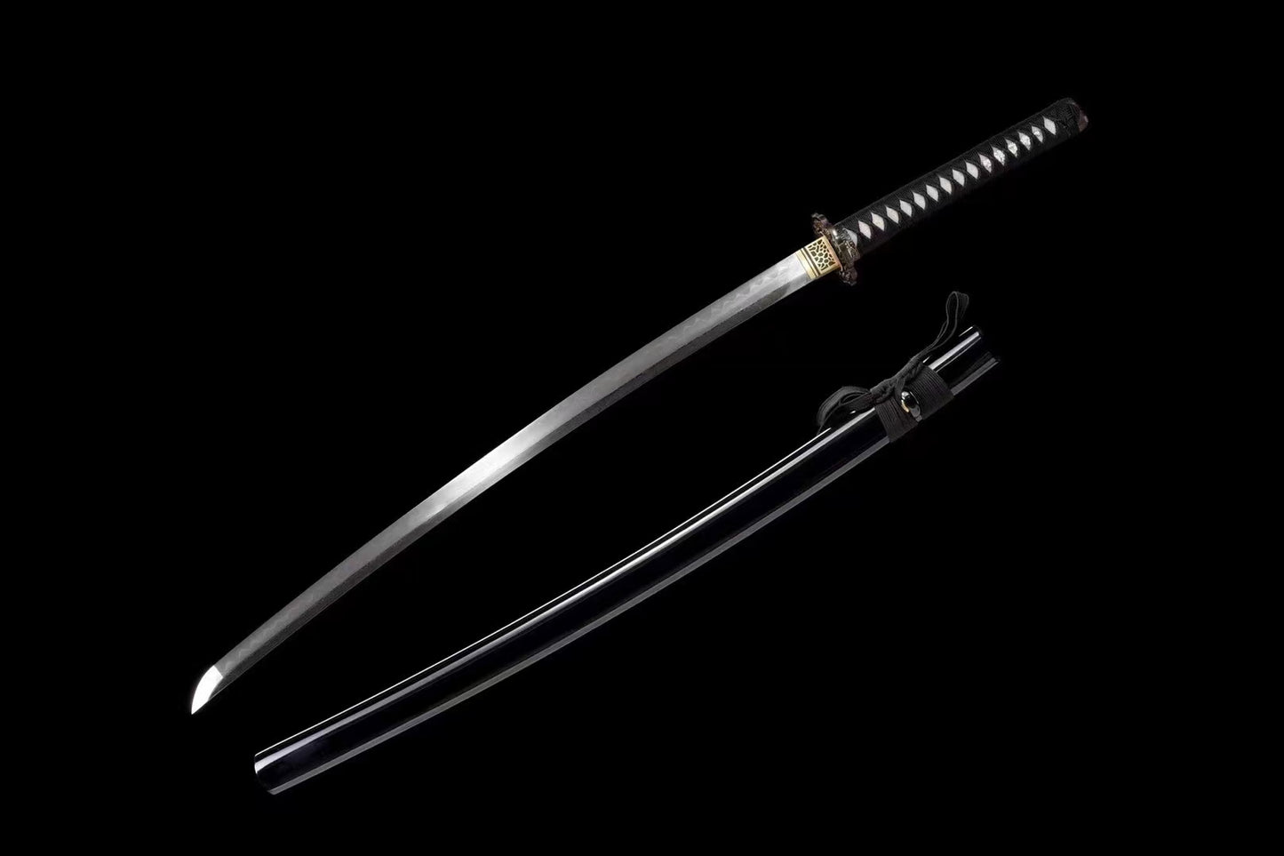 Authentic Katana swords full tang Dragon tsuba Folded steel clay tempered honsanmai