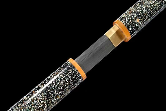 Ninja shining saya Juhe Knife Sword folded pattern steel real hamon blade handcraft forcollection