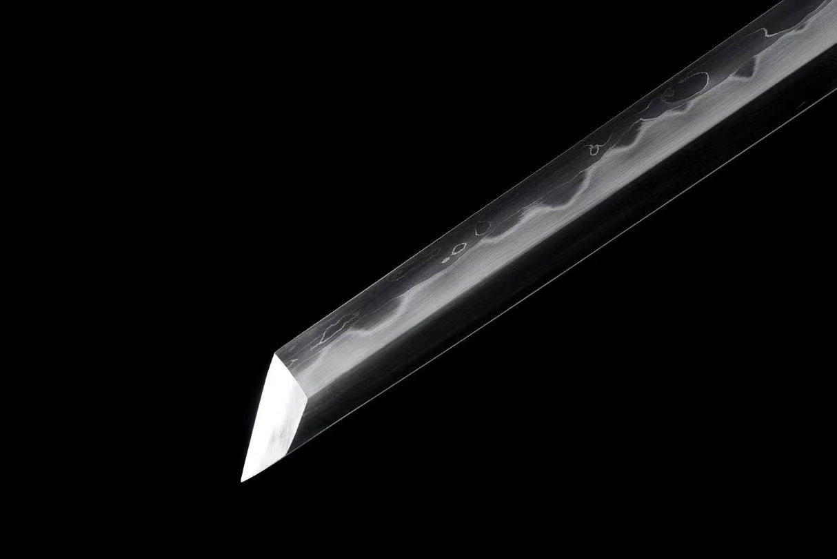 Ninja top quality wood saya Juhe Knife Sword folded pattern steel real hamon abrasive blade handcraft forcollection
