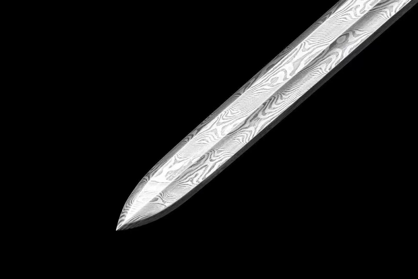Chinese top quality silver plated fitting Sword folded pattern steel real hamon handcraft for collection