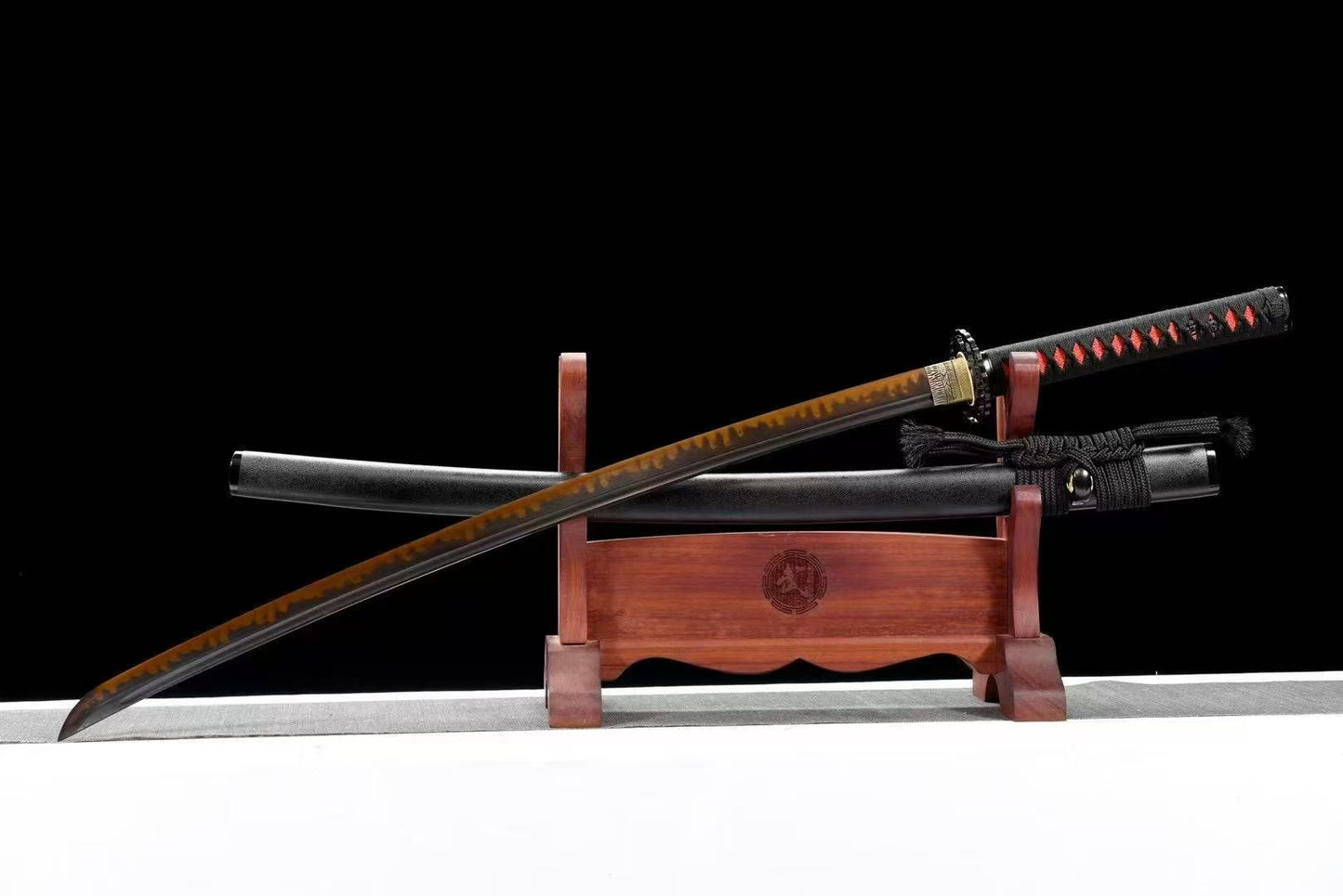 Authentic Katana swords full tang T10 steel clay tempered sharp battle ready can cut tree