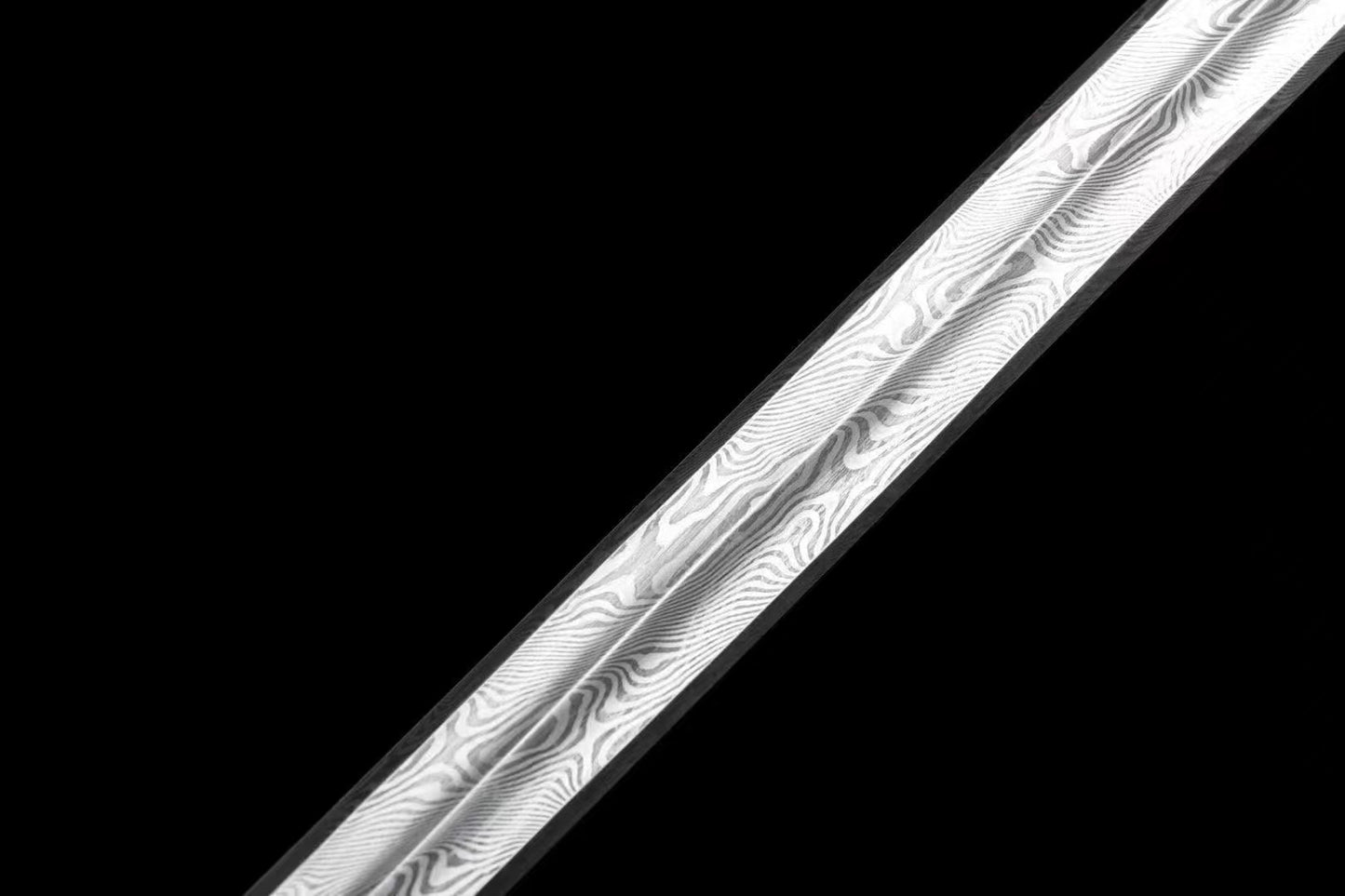 Chinese top quality silver plated fitting Sword folded pattern steel real hamon handcraft for collection