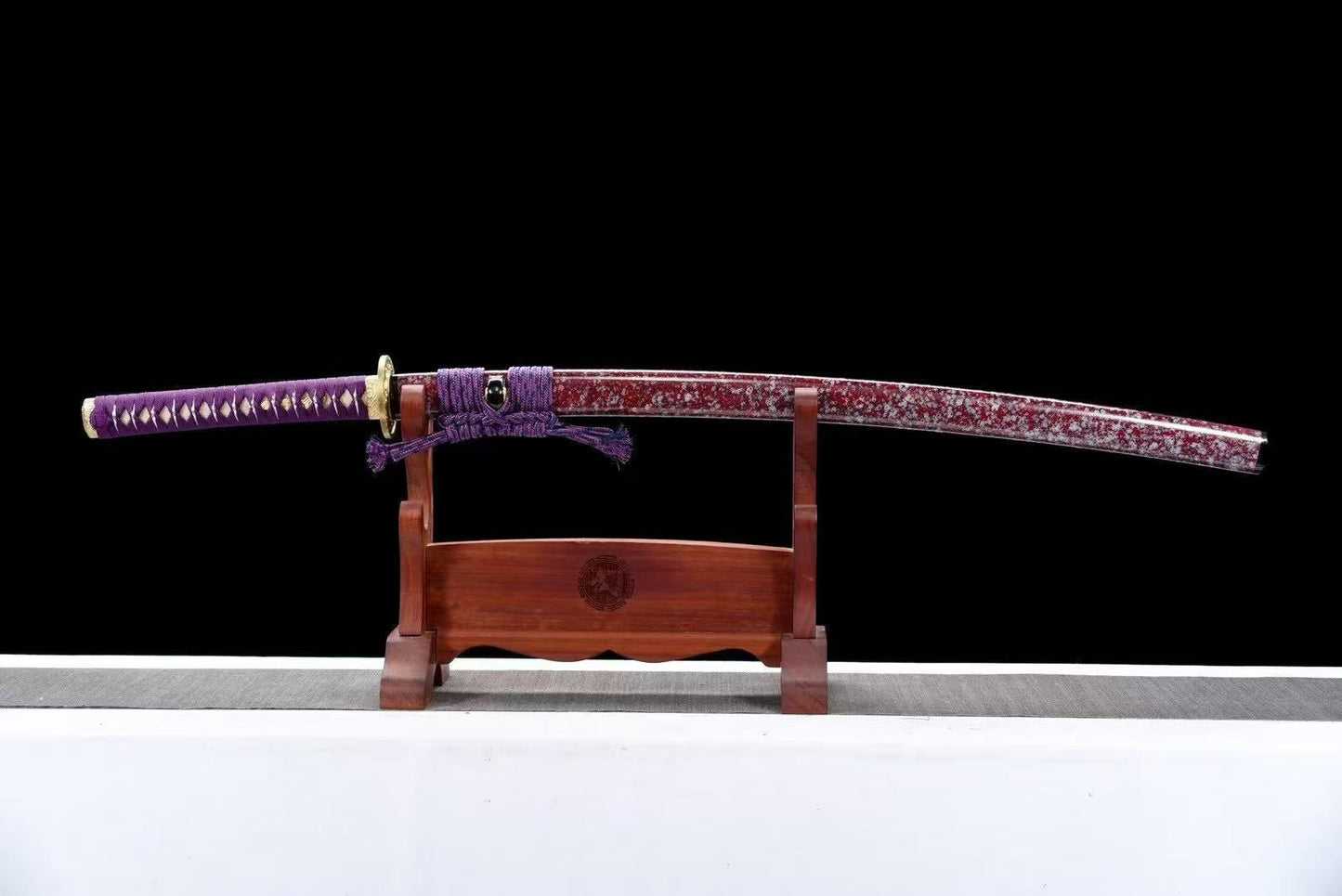 Authentic japanese samurai katana sword full tang T10 steel purple blade