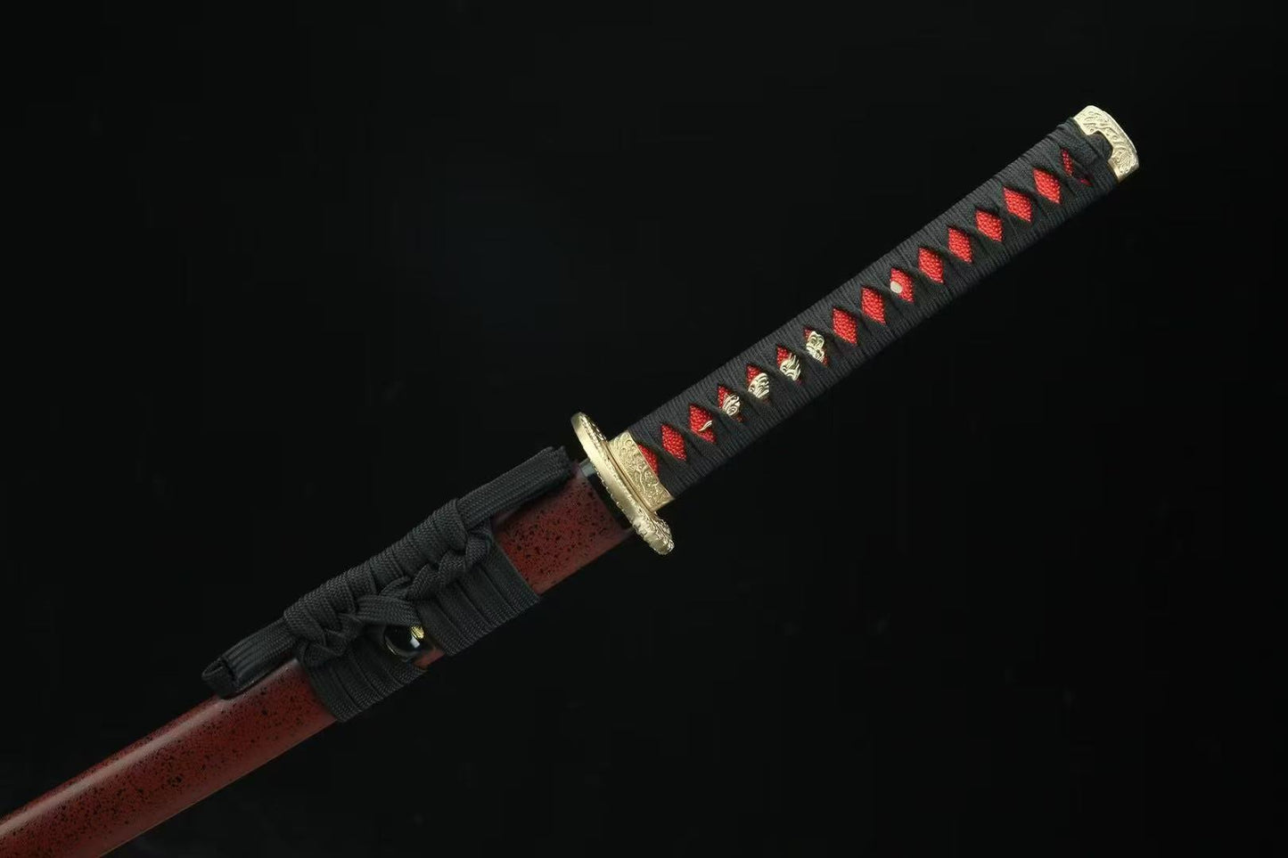 Crimson Trace Katana – Folded Steel Blade with Red Lacquer Saya and Full Tang Build