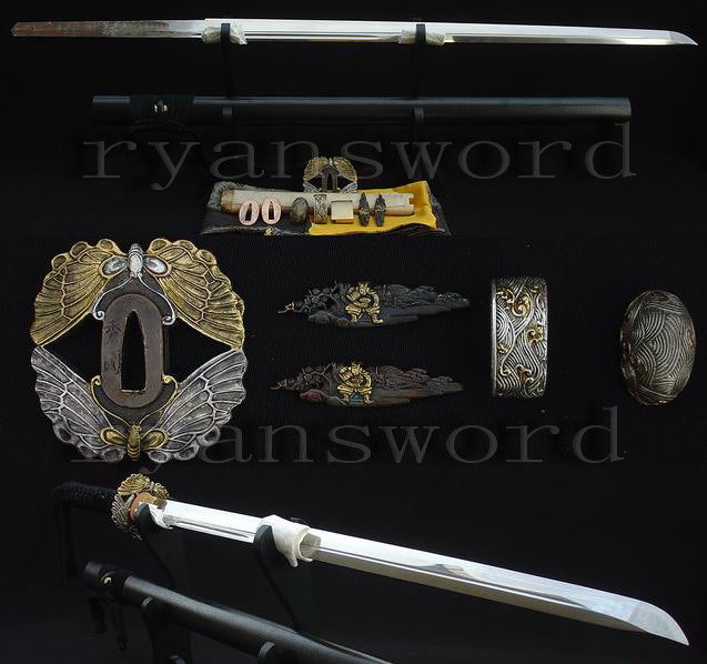 9260 Steel Ninja Japanese Sword Straight Blade Cut Bamboo full tang sharp