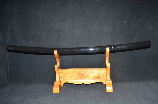 Full Tang Samurai Japanese Black Shirasaya Katana Sword clay tempered battle ready