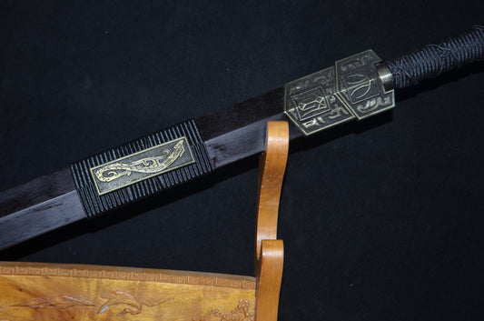 Chinese Sword Han Jian Handmade Red Damascus Folded Steel Blade Full Tang Sharp Collection