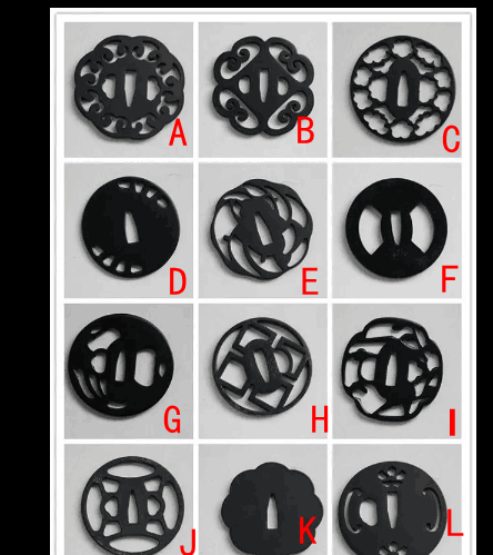 Iron tsuba Guard Waves Fittings For Japanese Samurai Sword Tanto Wakizashi Katana