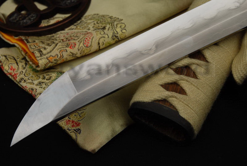 Katana 1095 High Carbon Steel silver plated tsuba full tang sharp battle ready blade