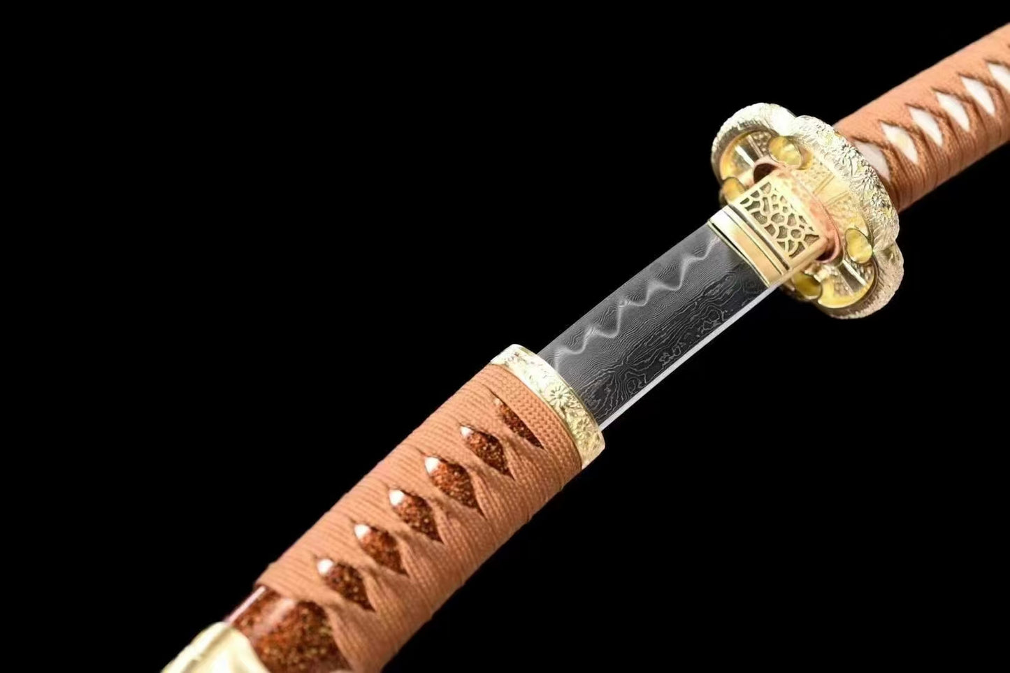 Tachi Clay Tempered Hazuya Polish Gold-Plated Copper Fittings full tang sharp