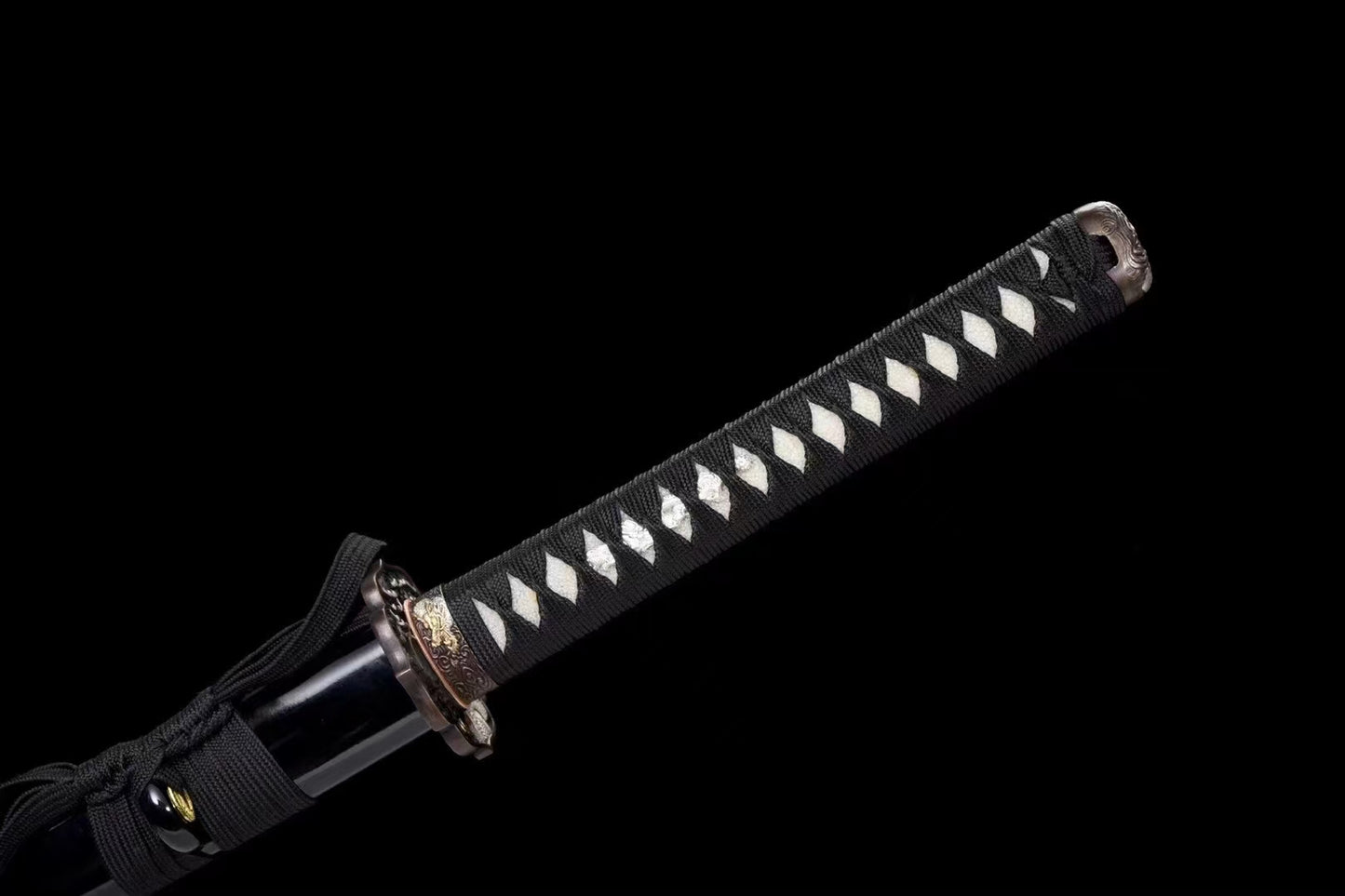 Authentic Katana swords full tang Dragon tsuba Folded steel clay tempered honsanmai