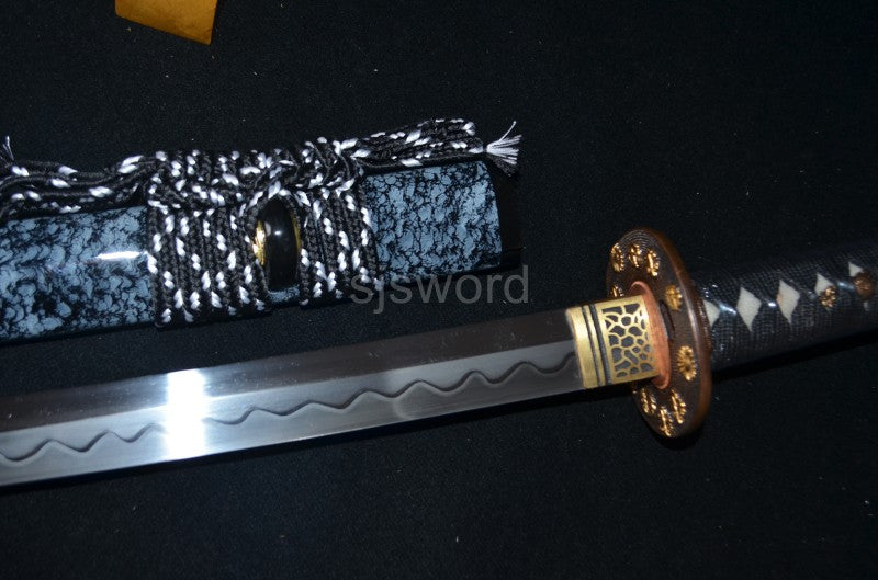 Authentic japanese samurai katana sword full tang T10 steel clay tepmered blade