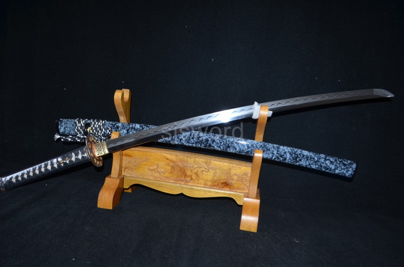 Authentic japanese samurai katana sword full tang T10 steel clay tepmered blade