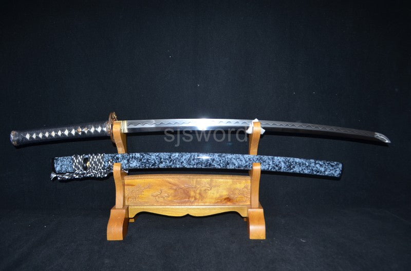 Authentic japanese samurai katana sword full tang T10 steel clay tepmered blade
