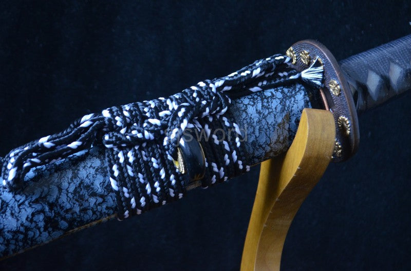 Authentic japanese samurai katana sword full tang T10 steel clay tepmered blade