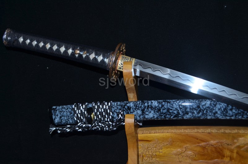 Authentic japanese samurai katana sword full tang T10 steel clay tepmered blade