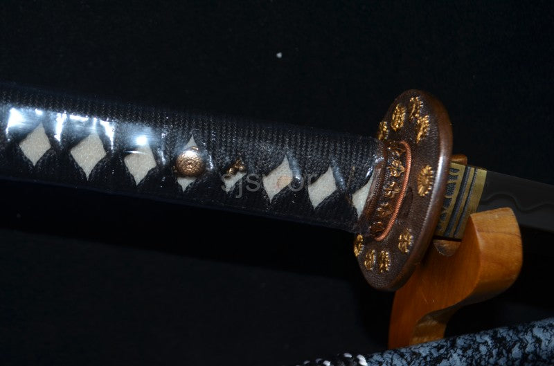 Authentic japanese samurai katana sword full tang T10 steel clay tepmered blade