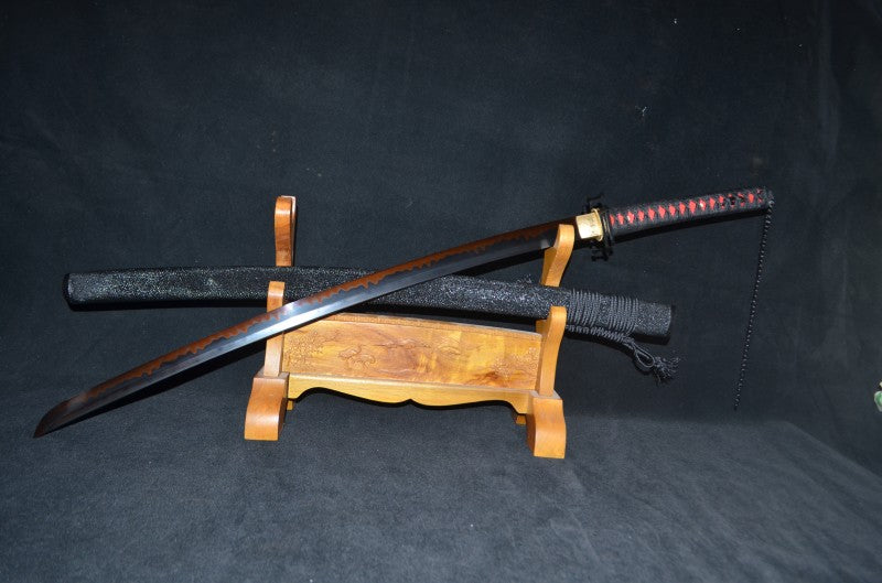 Hand Forged Honsanmai Clay Tempered Japanese Katana Samurai Sword Rayskin saya