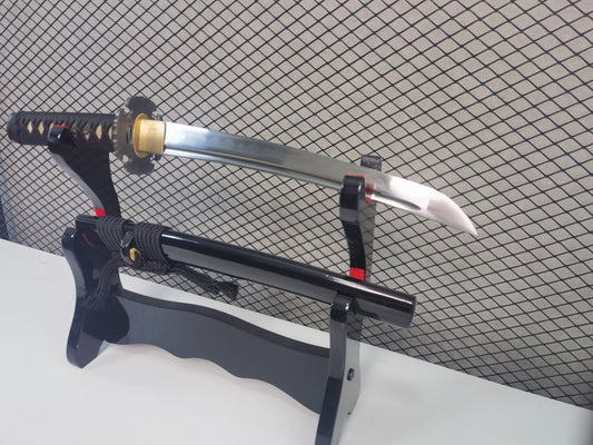 Folded Steel Tanto Japanese Short Sword Clay tempered Full tang