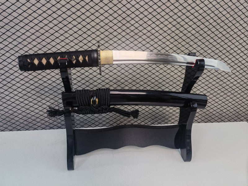 Folded Steel Tanto Japanese Short Sword Clay tempered Full tang