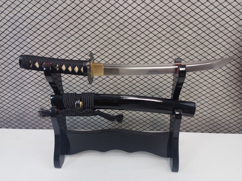 Folded Steel Tanto Japanese Short Sword Clay tempered Full tang