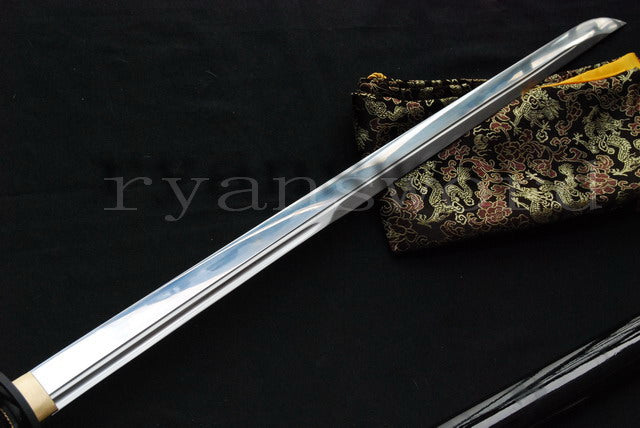 9260 Spring Steel Ninja Japanese Sword Straight Blade iron Tsuba cut bamboo