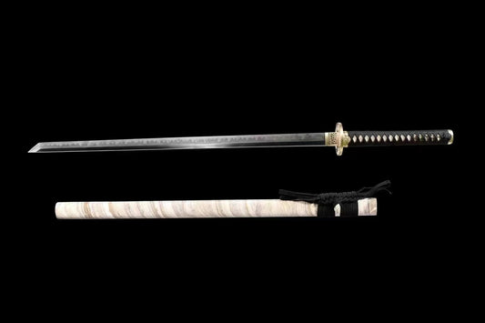 Ninja shining saya Juhe Knife Sword folded pattern steel real hamon blade handcraft forcollection