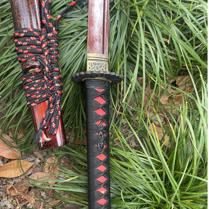 Inferno Blade|1095 high carbon steel red damascus handmade katana japanese samurai full tang Sharp