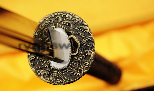 1095 high carbon Steel Clay Tempered Katana Copper Tsuba full tang sharp