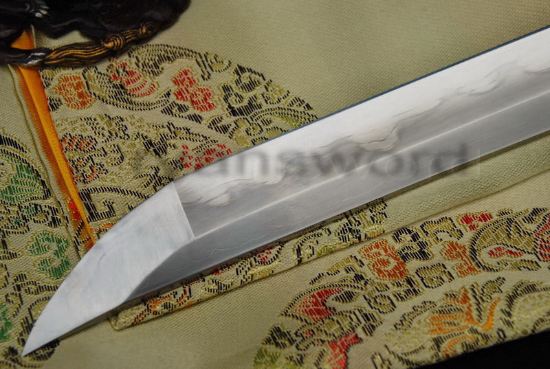 Katana 1095 High Carbon Steel silver plated tsuba full tang sharp battle ready blade