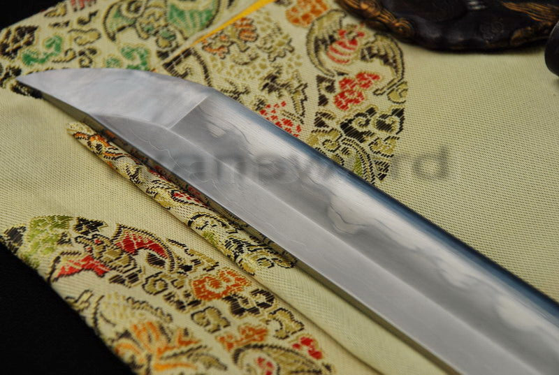 Katana 1095 High Carbon Steel silver plated tsuba full tang sharp battle ready blade