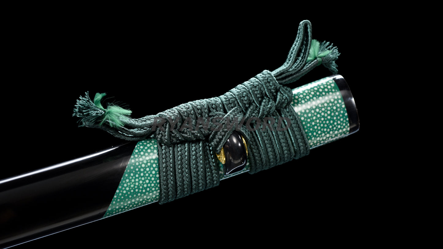 katana 1095 Folded Steel Iron Tsuba rayskin saya wrapped japanese sword full tang