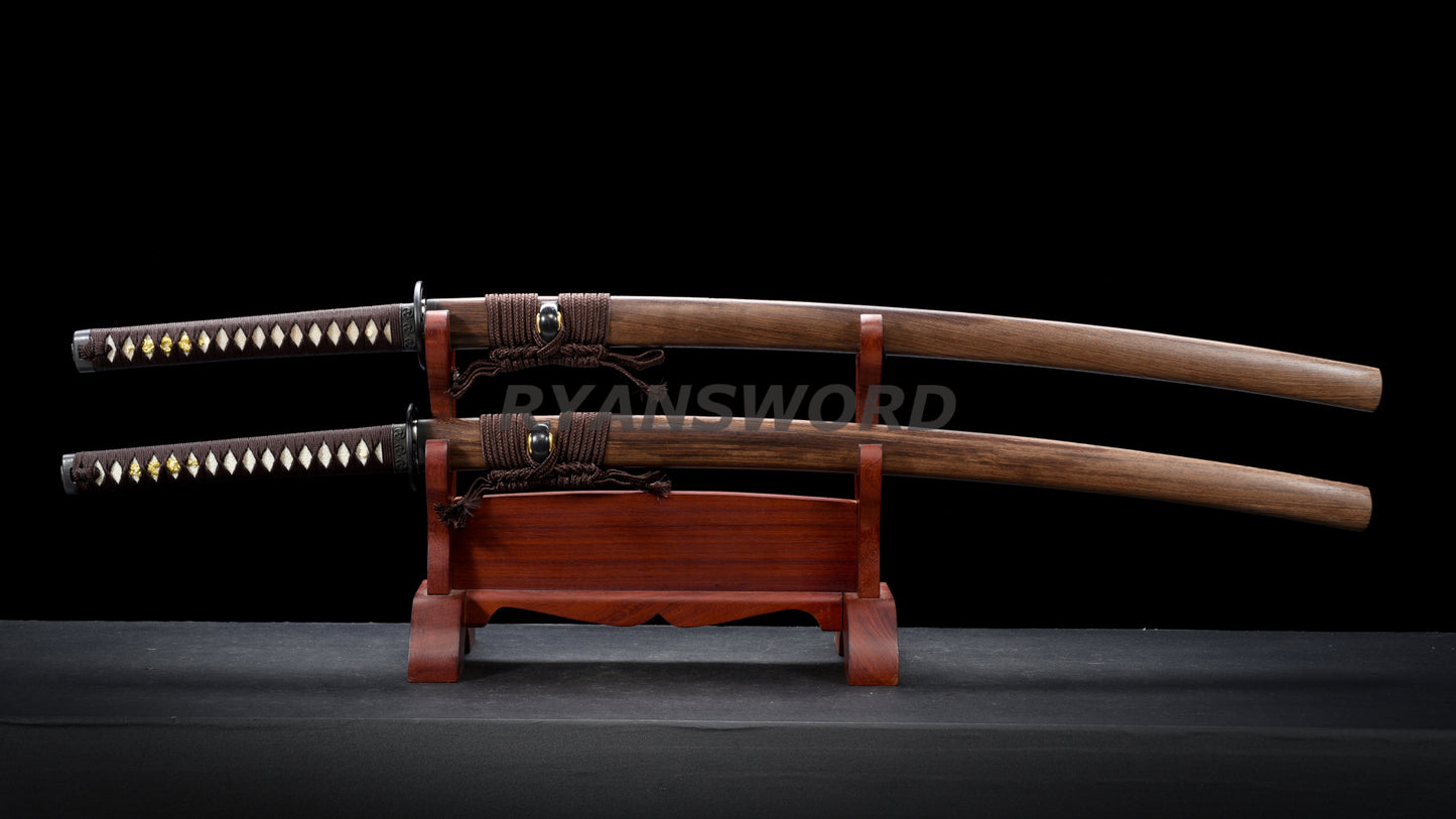 Japanese Katana 2 Piece Set 1095 High Carbon Steel+Folded Steel