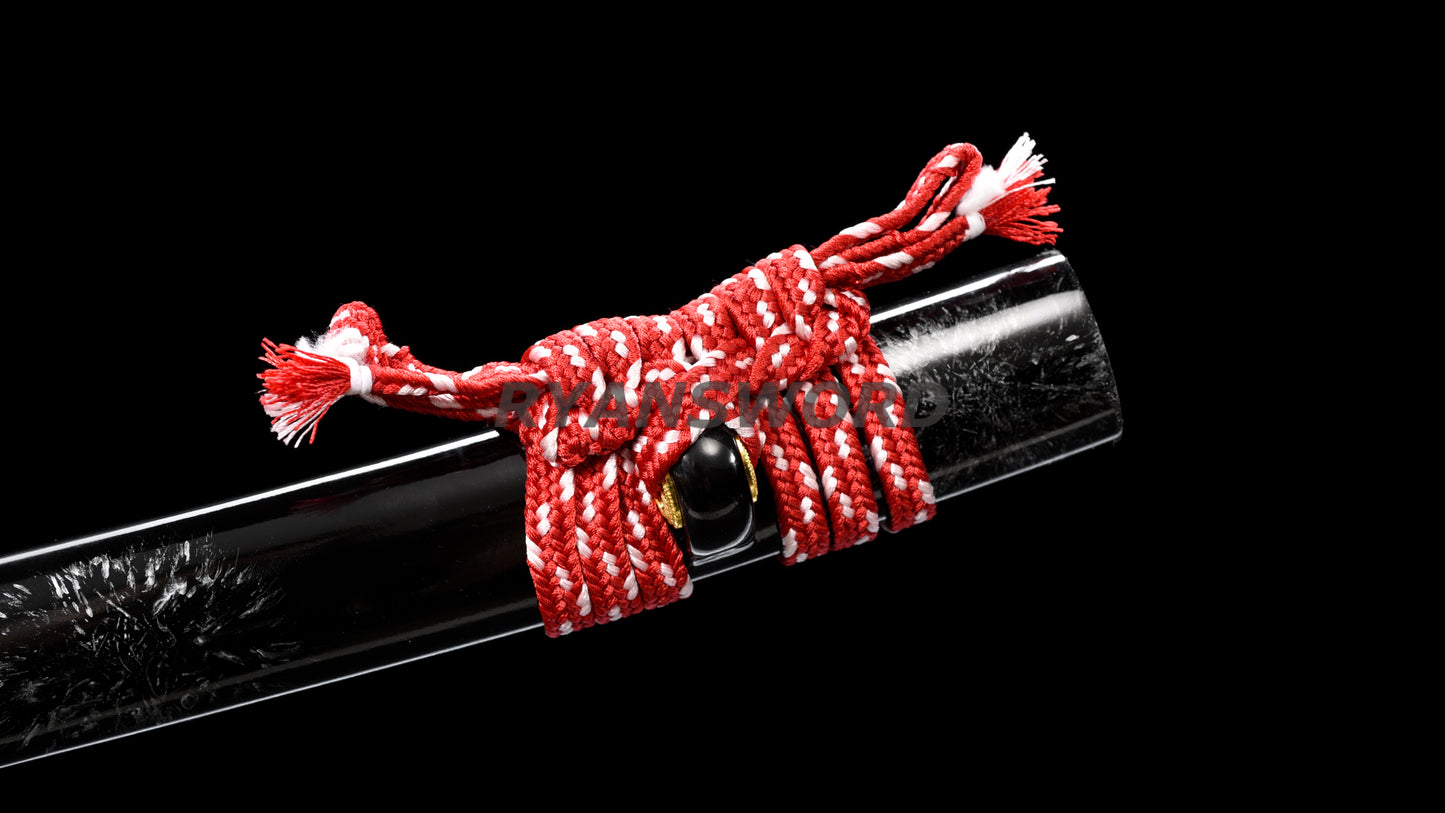 Handemade Wakizashi Japanese Sword Folded Steel Reddish Black Blade Full Tang
