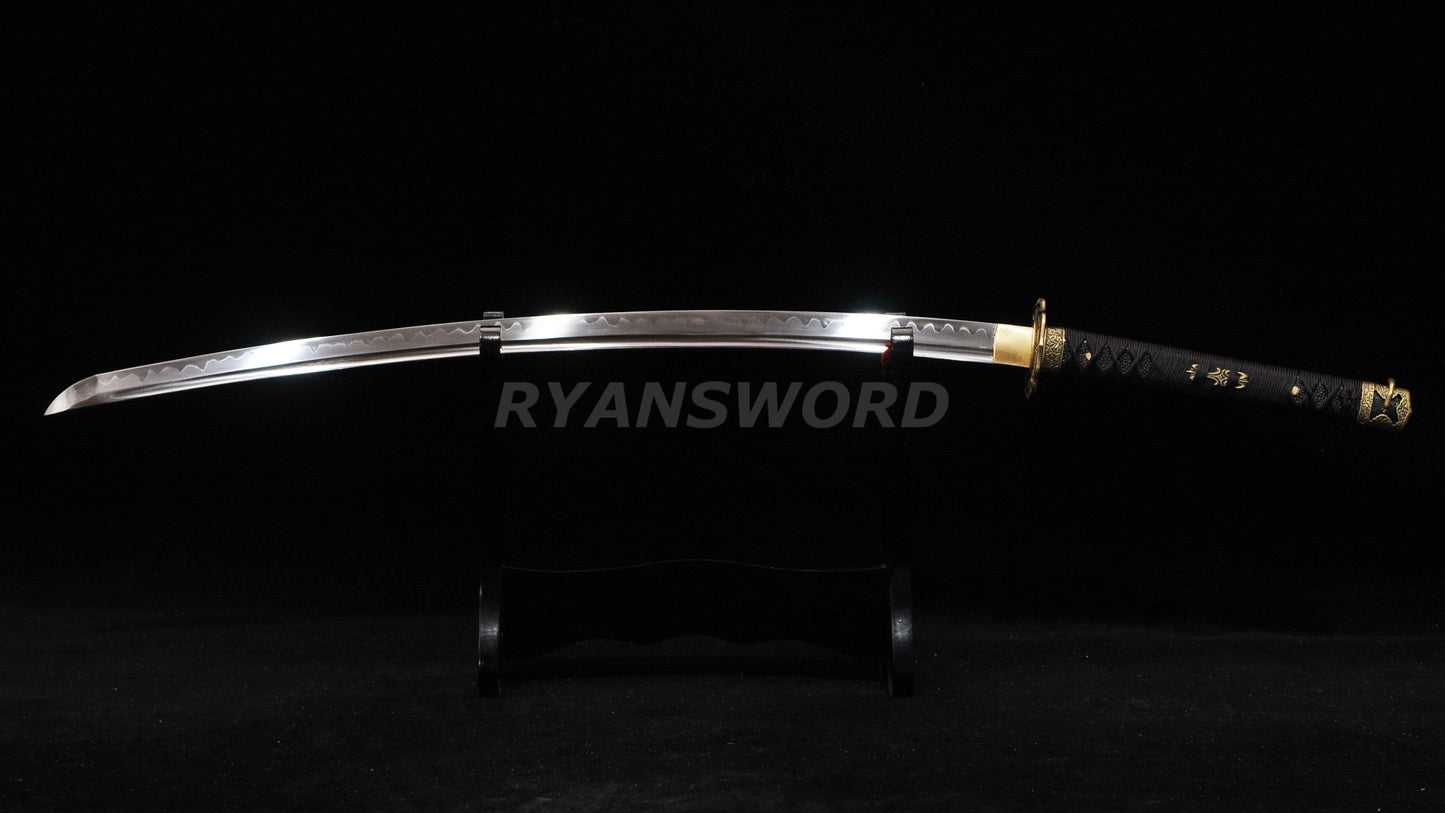 Tachi Japanese Sword 1095 High Carbon Steel Clay Tempered Full Tang Sharp