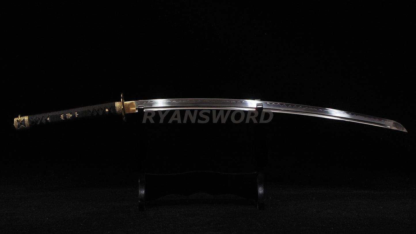 Tachi Japanese Sword 1095 High Carbon Steel Clay Tempered Full Tang Sharp