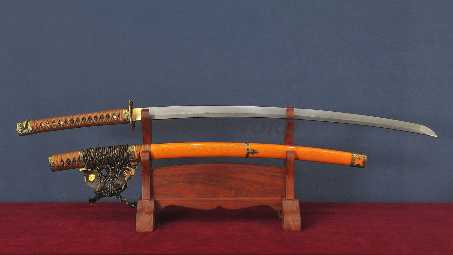 Tachi Japanese Samurai Sword 1095 Folded Steel Damscus Steel full tang sharp