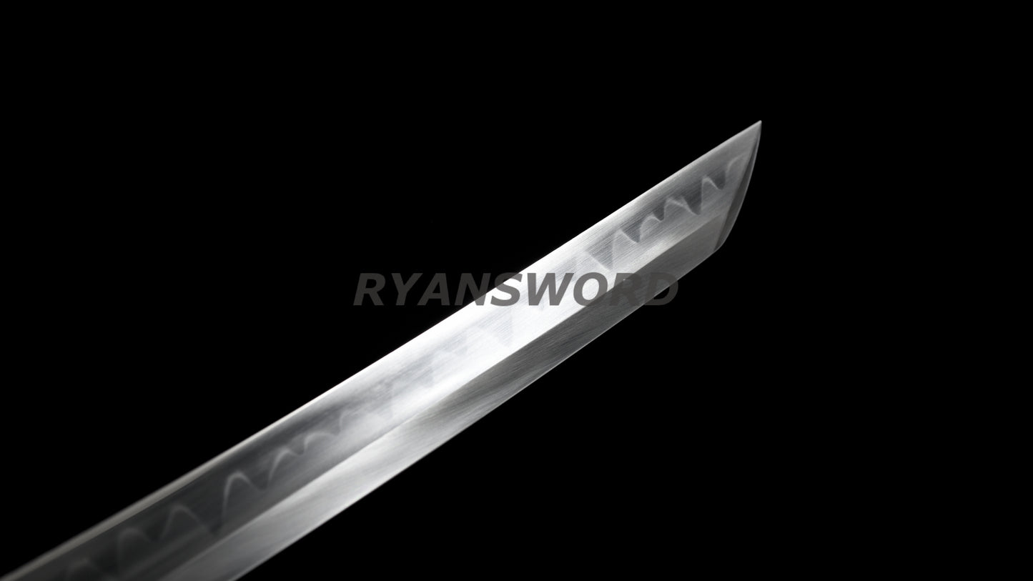 Sakabato Reversed-Edge Shirasaya Katana Japanese Sword 1095 Steel Clay Tempered Light Cutting