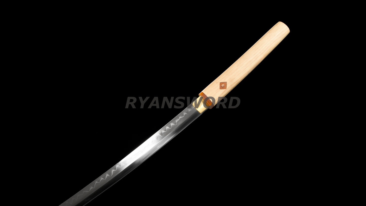 Sakabato Reversed-Edge Shirasaya Katana Japanese Sword 1095 Steel Clay Tempered Light Cutting