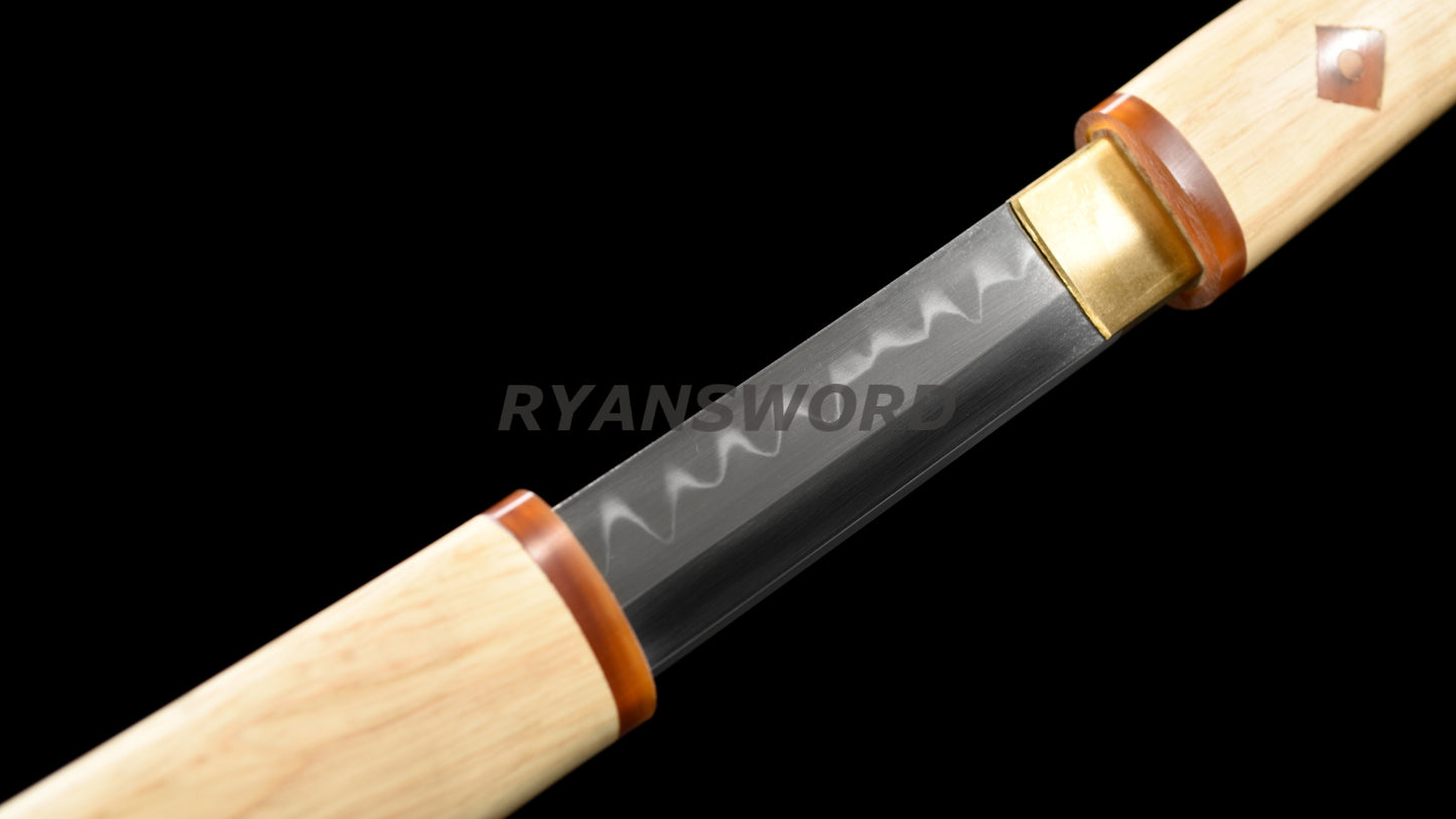 Sakabato Reversed-Edge Shirasaya Katana Japanese Sword 1095 Steel Clay Tempered Light Cutting