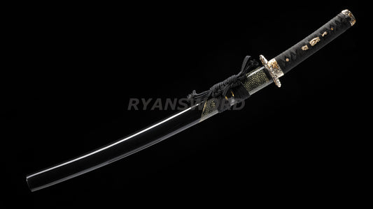 Honsanmai Clay Tempered Wakizashi Japanese Short Sword Rayskin Saya Copper Tsuba Heavy Cutting