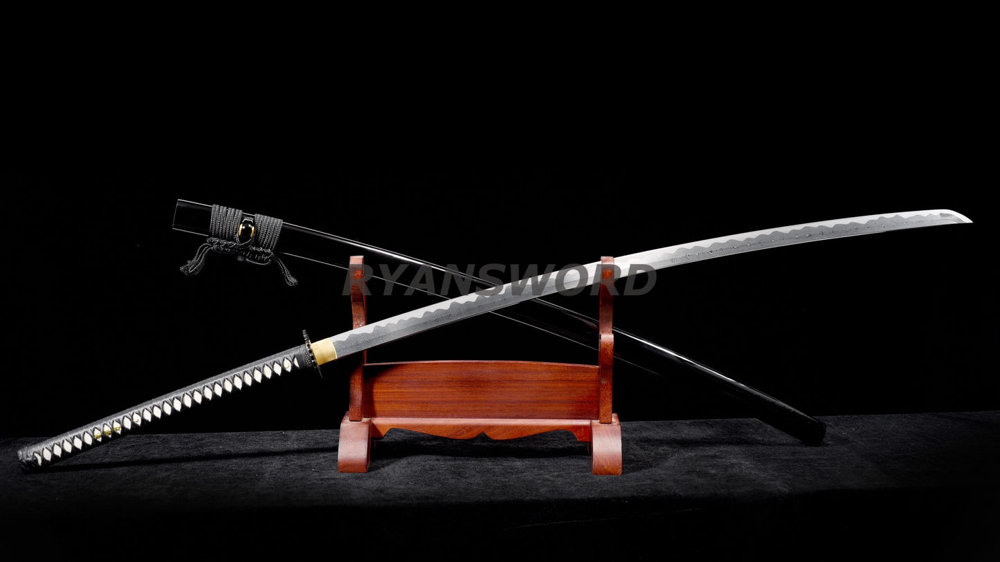 53" Nodachi Japanese Sword 1095 Folded Steel Iron Tsuba full tang sharp