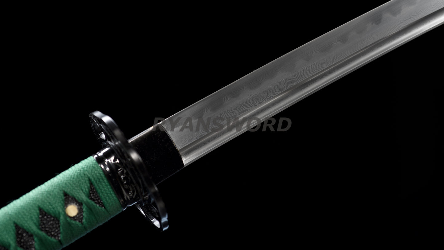 53" Nodachi Japanese Long Sword 1095 Folded Steel Clay Tempered Full Tang Sharp