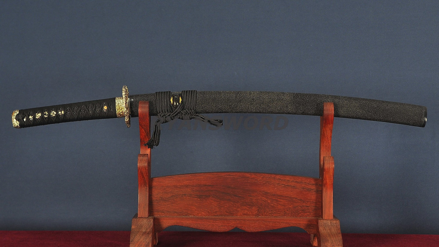 Wakizashi Honsanmai Clay Tempered Full Rayskin Saya Copper Tsuba Heavy Cutting