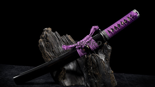 Folded Steel Tanto Japanese Short Sword Musashi Tsuba Abrasived Hamon Sharp