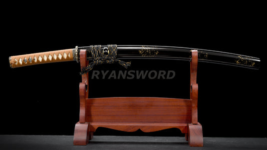 Damascus Folded Steel Wakizashi Japanese Sword full tang sharp