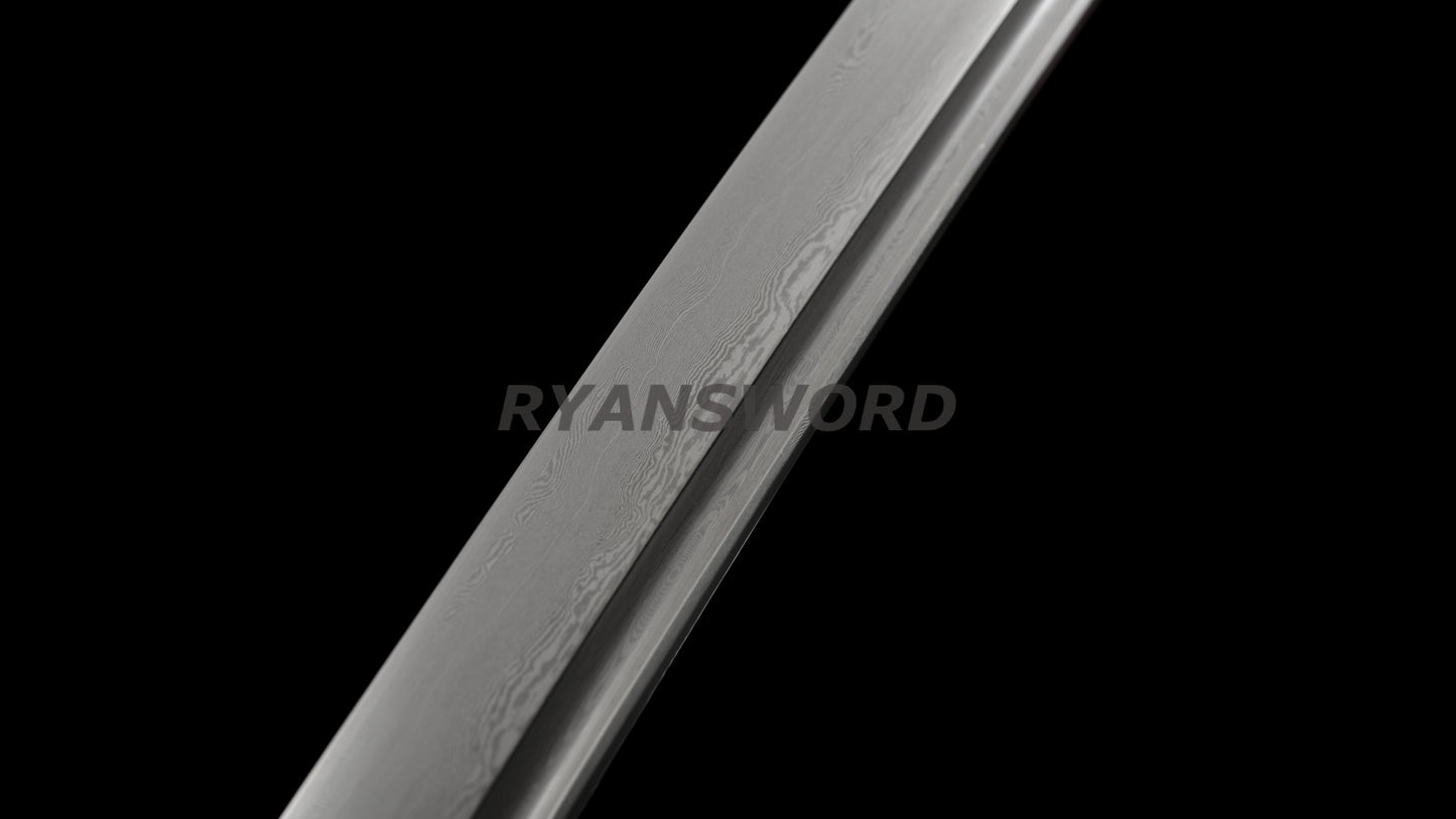 Damascus Folded Steel Wakizashi Japanese Sword full tang sharp