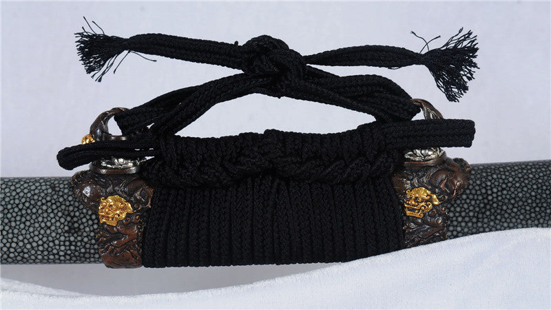 Tachi Clay Tempered 1095 Carbon Steel Folded Blade Full-Rayskin Saya full tang